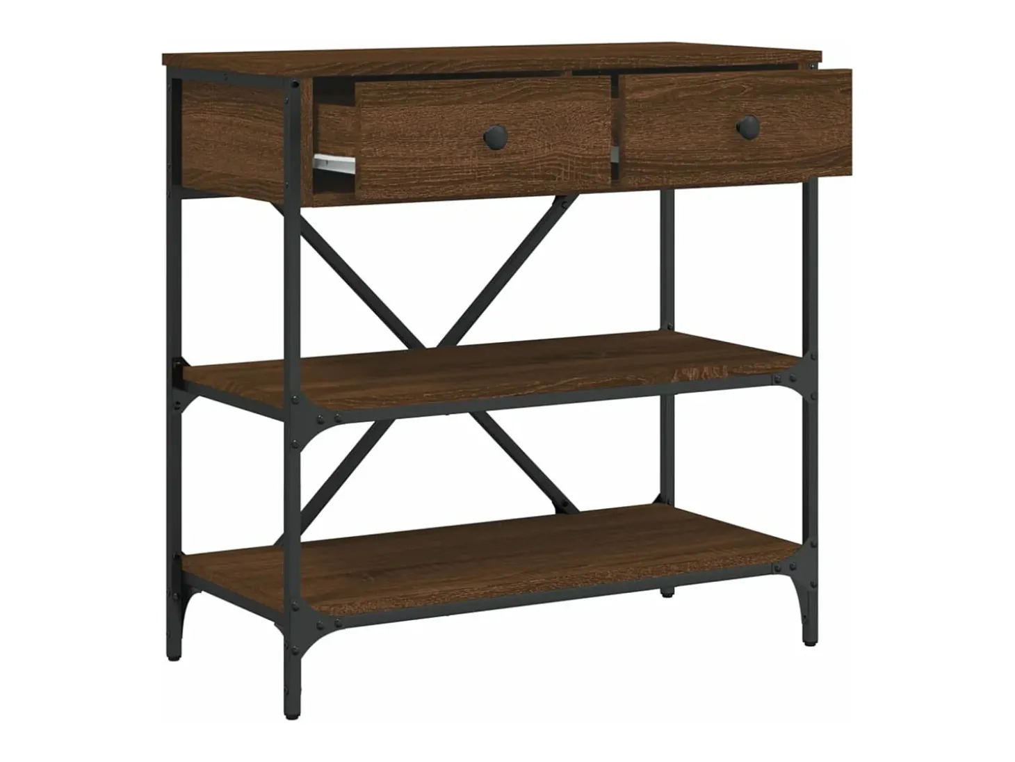 Mesa consola 75x34,5x75 cm derivados madeira carvalho castanho