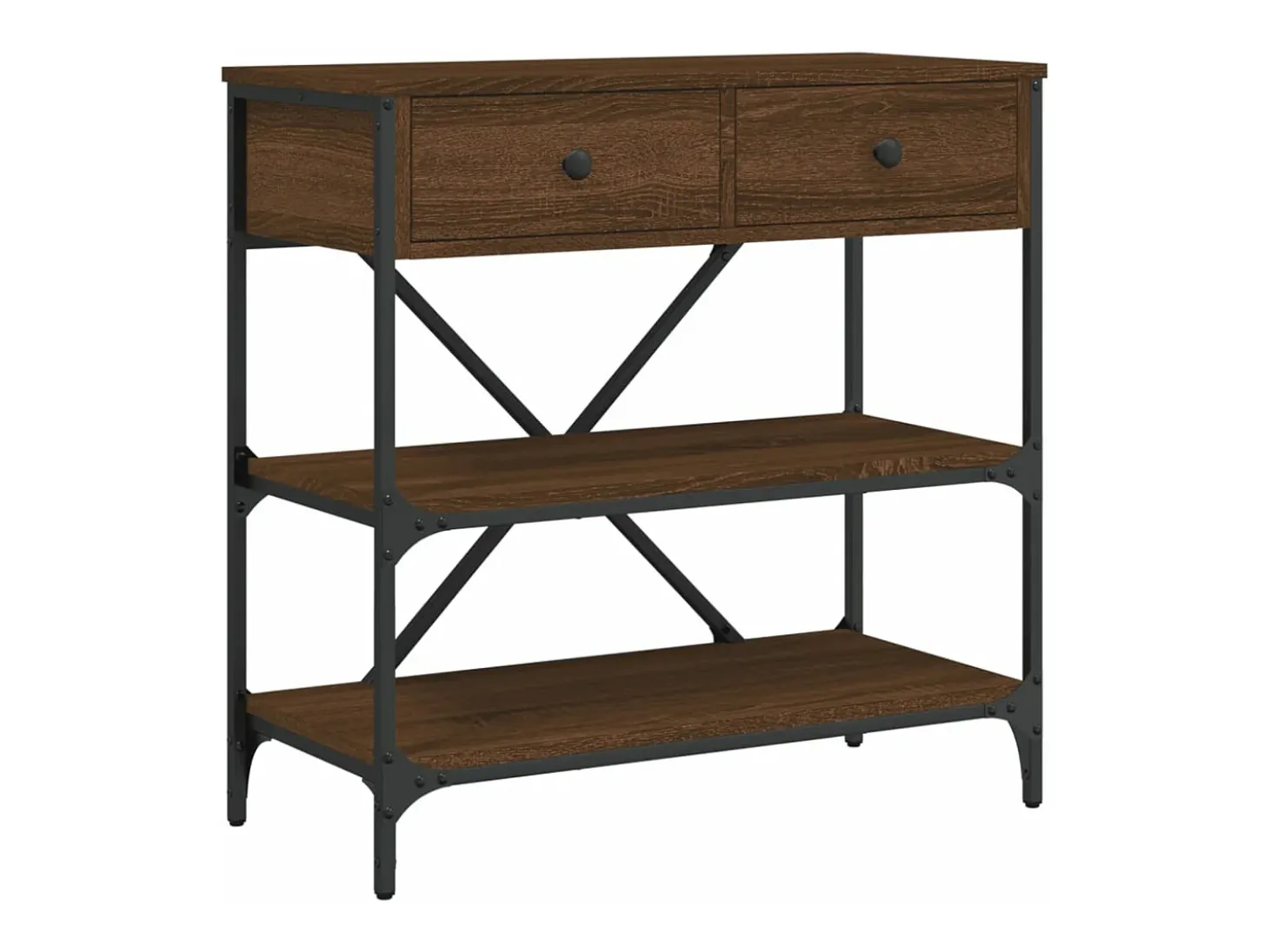 Mesa consola 75x34,5x75 cm derivados madeira carvalho castanho