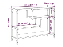 Mesa consola 100x30x75 cm derivados de madeira carvalho fumado