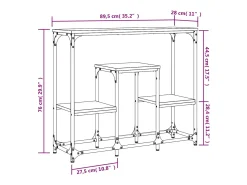 Mesa consola 89,5x28x76 cm derivados de madeira carvalho fumado