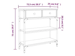 Mesa consola 72,5x25x75 cm derivados de madeira carvalho fumado