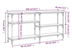 Mesa consola 160x29x75 cm derivados madeira carvalho castanho