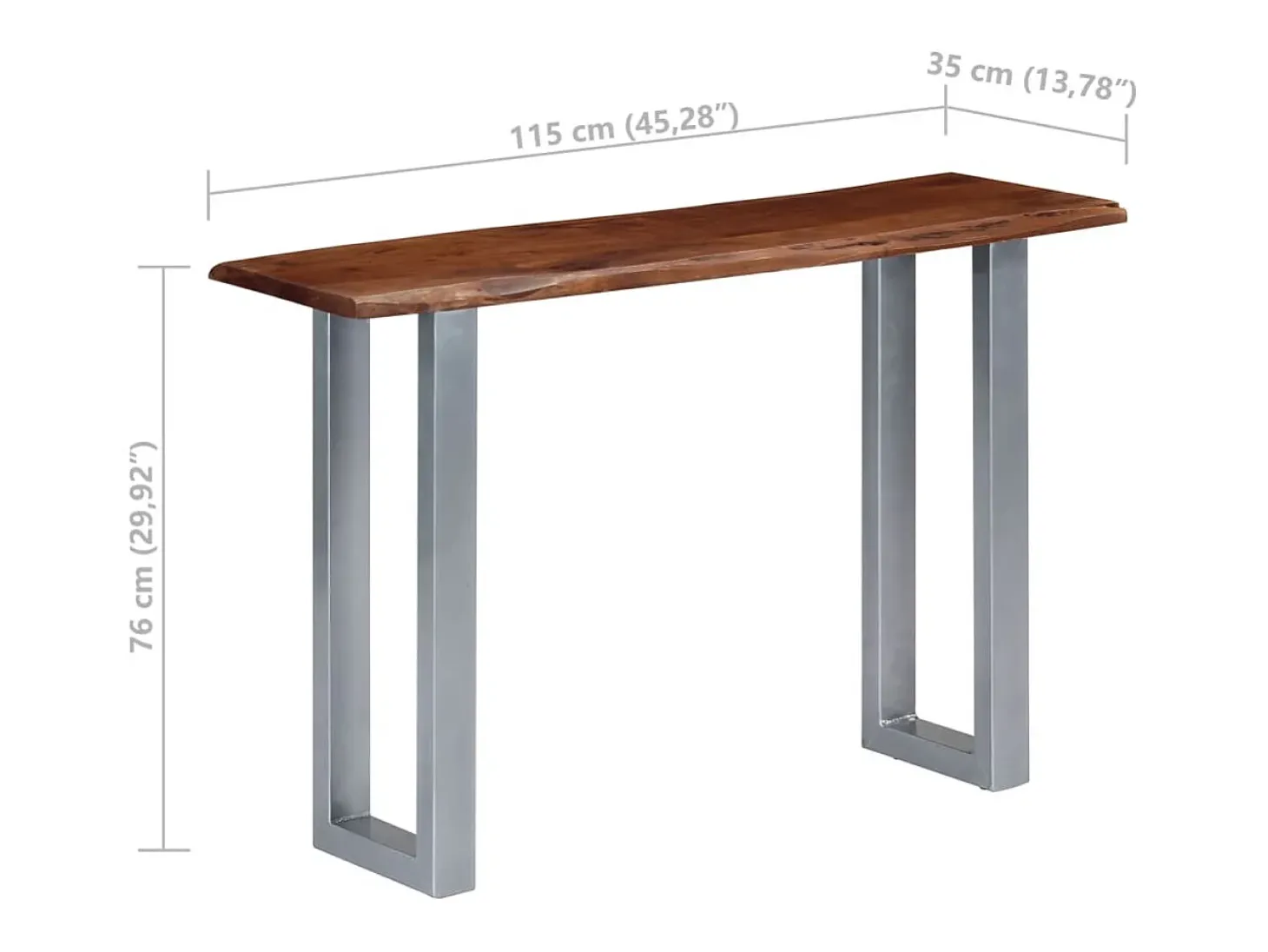 Mesa consola 115x35x76 cm madeira de acácia maciça e ferro