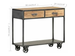 Mesa consola 90x35x74 cm madeira recuperada maciça