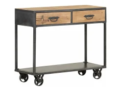Mesa consola 90x35x74 cm madeira recuperada maciça