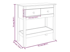 Mesa consola 75x35x75 cm madeira de pinho maciço