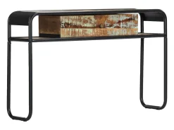 Mesa consola 118x30x75 cm madeira recuperada maciça