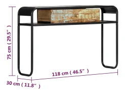Mesa consola 118x30x75 cm madeira recuperada maciça