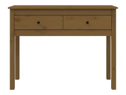Mesa consola 100x35x75 cm madeira de pinho maciça castanho mel