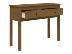 Mesa consola 100x35x75 cm madeira de pinho maciça castanho mel