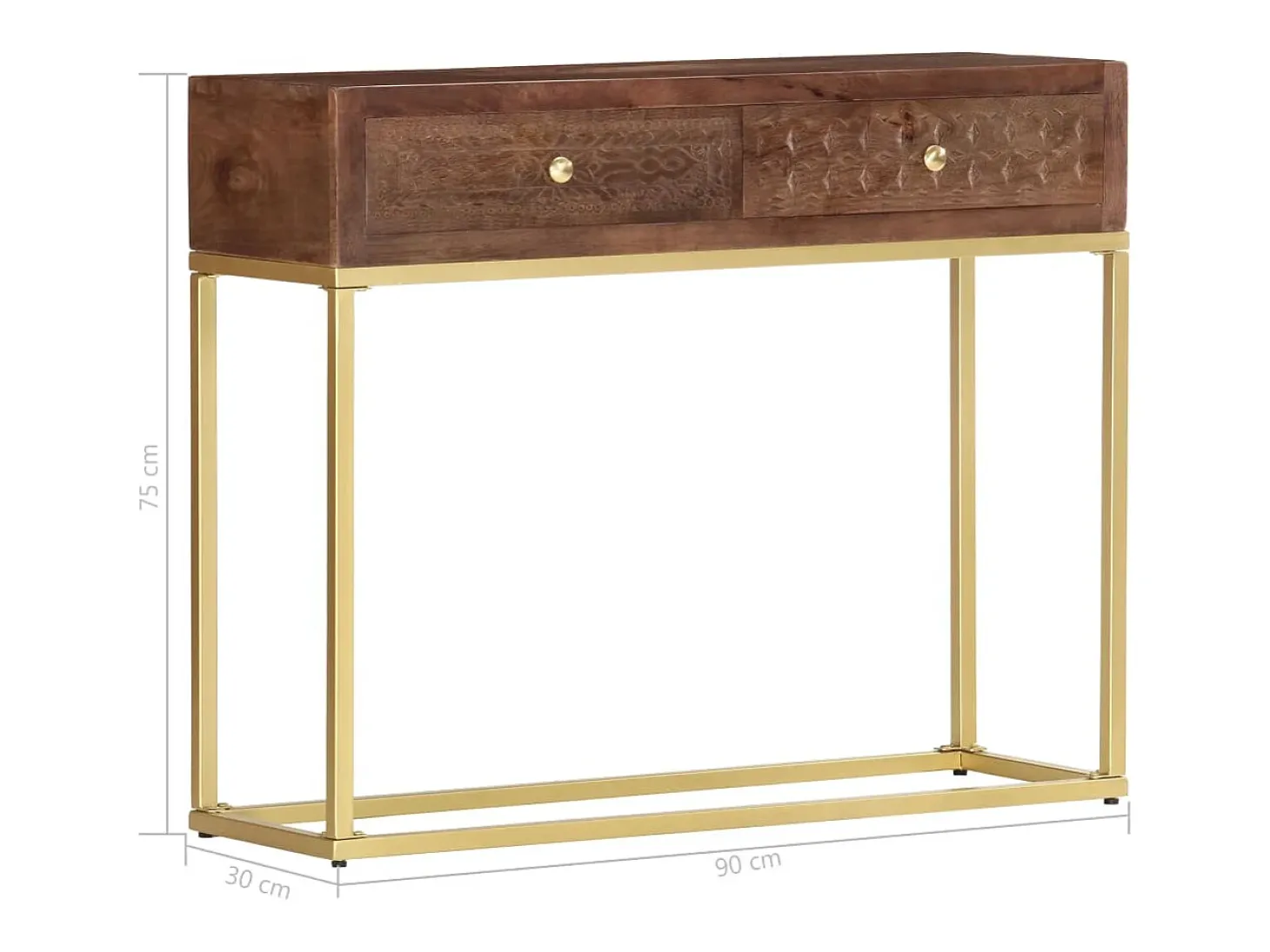Mesa consola 90x30x75 cm madeira de mangueira maciça