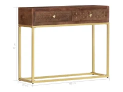 Mesa consola 90x30x75 cm madeira de mangueira maciça
