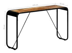 Mesa consola 140x35x76 cm madeira de mangueira maciça áspera