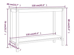 Mesa consola 110x40x80 cm madeira de pinho maciço