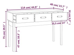 Mesa consola 114x40x75 cm madeira de pinho maciço