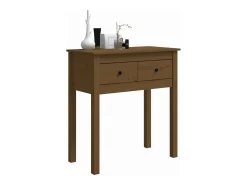 Mesa consola 70x35x75 cm madeira de pinho maciça castanho mel