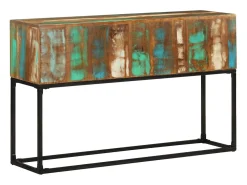 Mesa consola 120x30x75 cm madeira recuperada maciça
