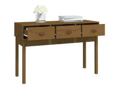 Mesa consola 114x40x75 cm madeira de pinho maciça castanho mel