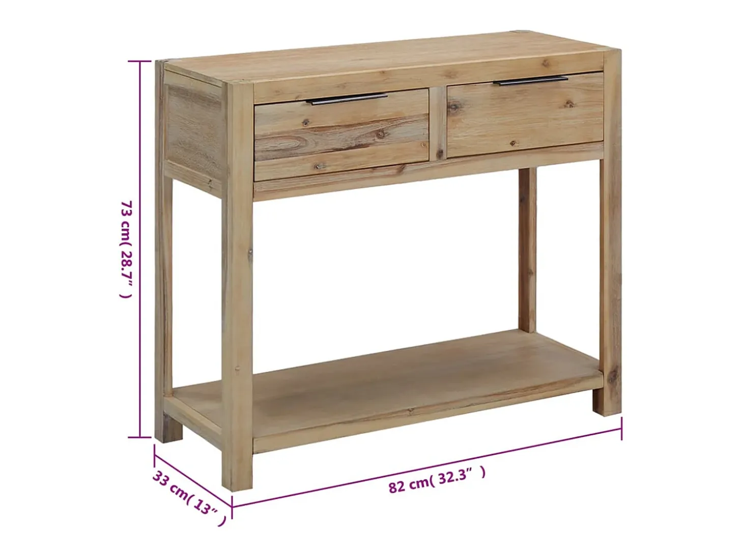Mesa consola 82x33x73 cm madeira de acácia maciça