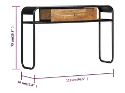 Mesa consola 118x30x75 cm madeira de mangueira maciça