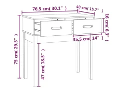Mesa consola 76,5x40x75 cm madeira de pinho maciça castanho mel