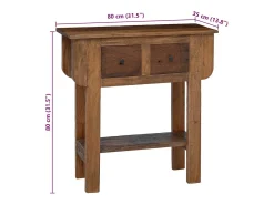 Mesa consola 80x35x80 cm mistura de madeiras recicladas