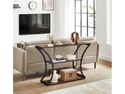 Mesa Consola 120x30x80 cm Preto Vintage Castanho