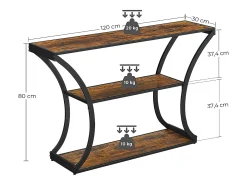Mesa Consola 120x30x80 cm Preto Vintage Castanho