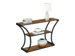 Mesa Consola 120x30x80 cm Preto Vintage Castanho