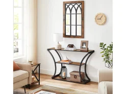 Mesa Consola 120x30x80 cm Preto Vintage Castanho