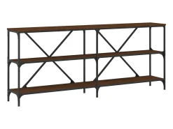 Mesa consola 180x30x75cm deriv. madeira/ferro carvalho castanho