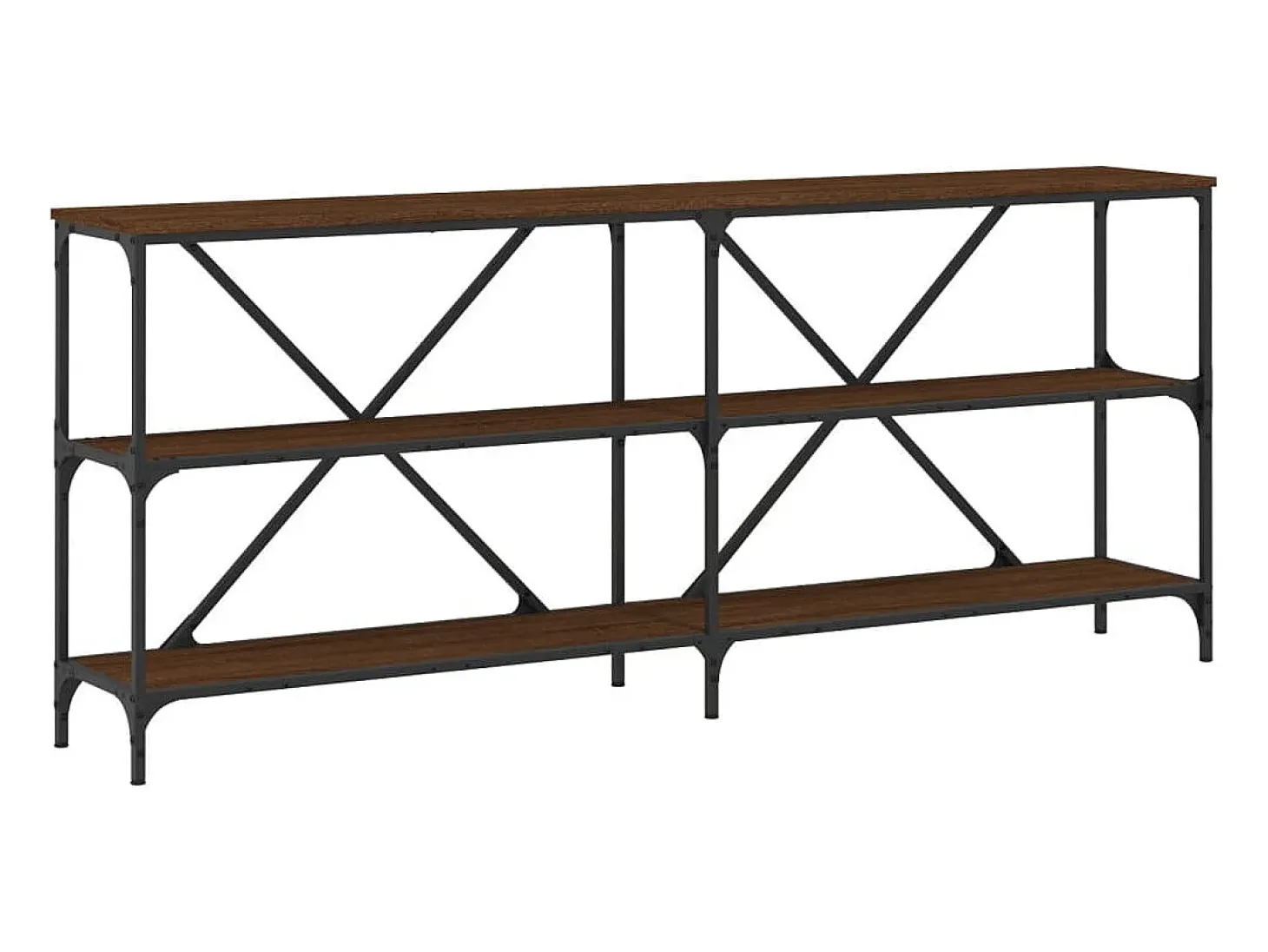 Mesa consola 180x30x75cm deriv. madeira/ferro carvalho castanho