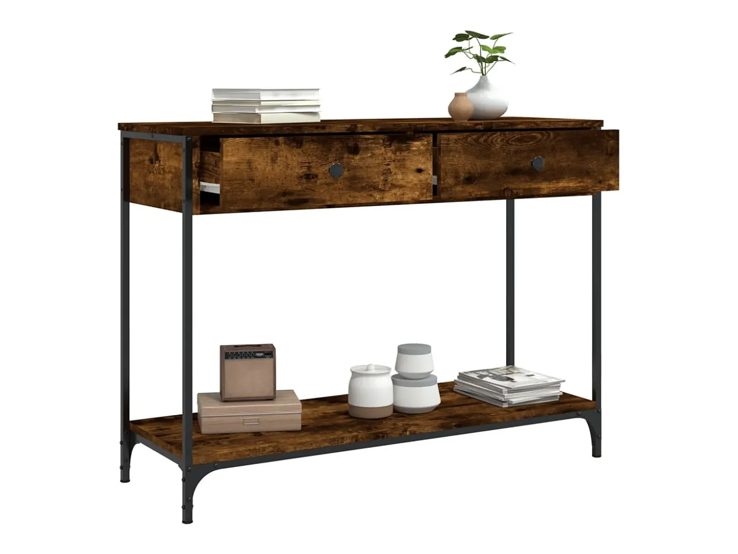 Mesa consola 100x34,5x75cm derivados de madeira carvalho fumado