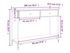 Mesa consola 100x34,5x75cm derivados de madeira carvalho fumado