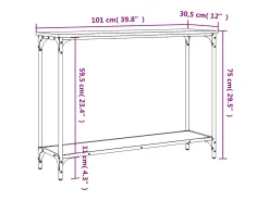 Mesa consola 101x30,5x75cm derivados de madeira carvalho sonoma