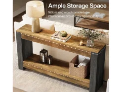 Mesa Console de 160 cm de Comprimento para Entrada, Mesa de Entrada em Madeira Rústica para Sala