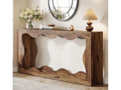 Mesa console de madeira de 160 cm com armazenamento, mesa de apoio para sofá atrás do sofá, mesa de entrada longa, mesa console estreita