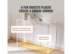 Mesa Console em Ácrílico SucceBuy, Mesa Auxiliar Transparente para Hall de Entrada, 97 X 38 X 74 CM