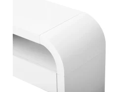 Mesa console 120x35,5x76,5cm - con 2 gavetas - Cantos arredondados - prateleiras abertas - MDF - Branco