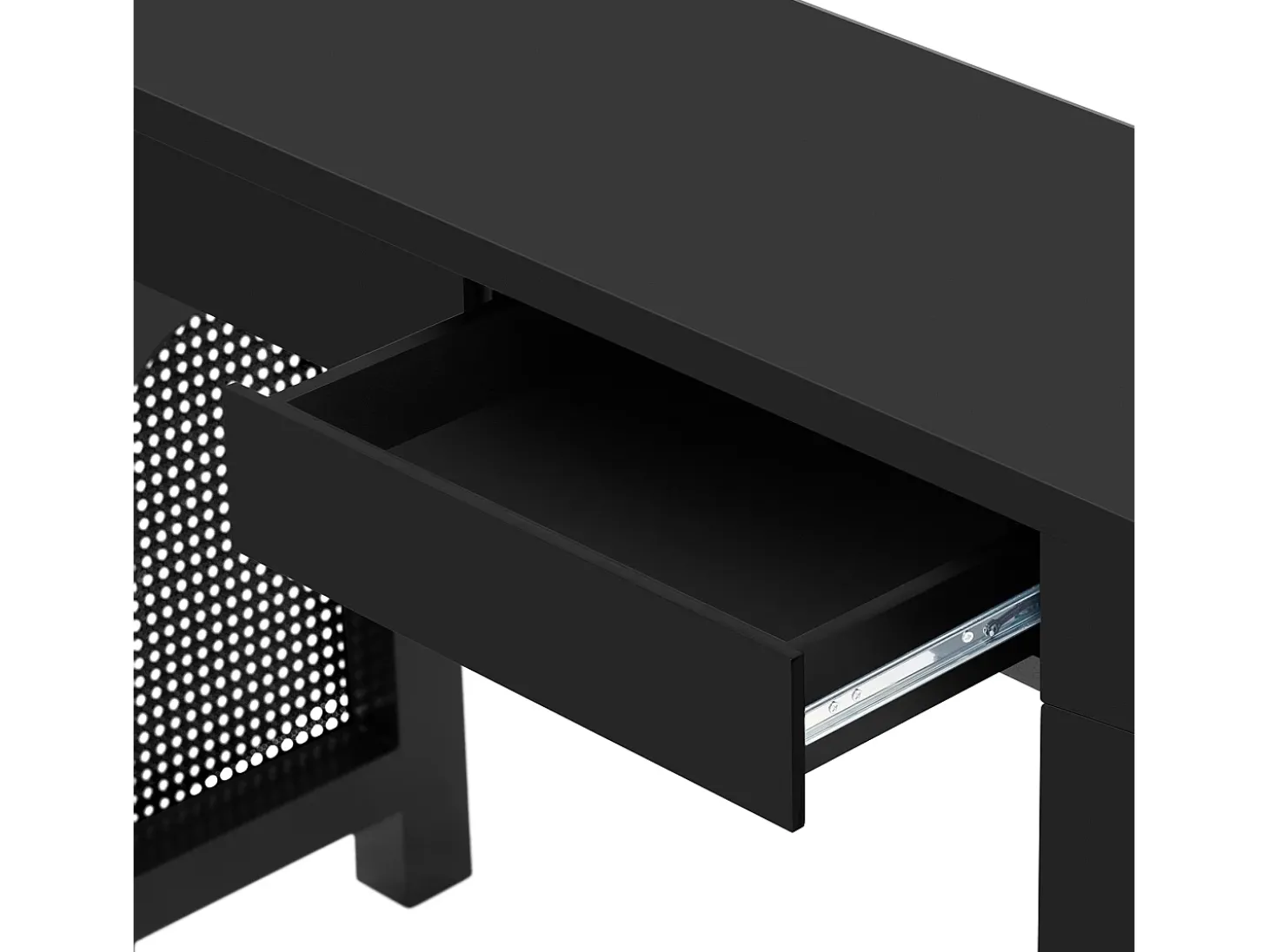 Mesa console 120x35,5x76,5cm - con 2 gavetas - con tomada de corrente - MDF - Preto