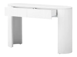 Mesa console 120x33x76cm - con 2 gavetas - Cantos arredondados - MDF - Branco