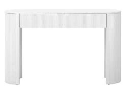 Mesa console 120x33x76cm - con 2 gavetas - Cantos arredondados - MDF - Branco