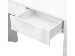 Mesa console 120x33x76cm - con 2 gavetas - Cantos arredondados - MDF - Branco