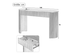 Mesa console 120x33x76cm - con 2 gavetas - Cantos arredondados - MDF - Branco