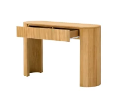 Mesa console 120x33x76cm - con 2 gavetas - Cantos arredondados - MDF - Natural