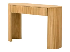 Mesa console 120x33x76cm - con 2 gavetas - Cantos arredondados - MDF - Natural