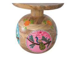 Mesa d'appoint em madeira manguier e detalhes pintados à la main