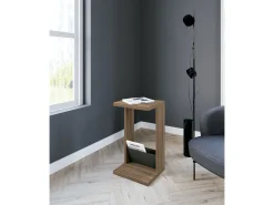 Mesa de apoio - A70cm x L40cm x P35cm nogueira e cinza antracite -Trébol