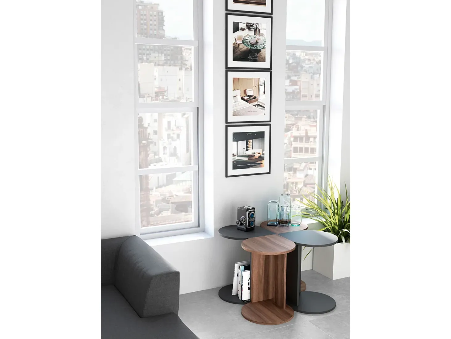 Mesa de apoio - A62cm x L46cm x P55cm cinza antracite -Trébol