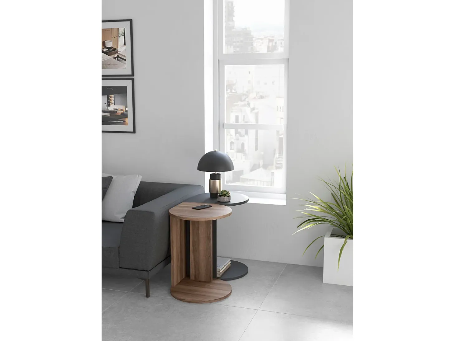 Mesa de apoio - A62cm x L46cm x P55cm cinza antracite -Trébol